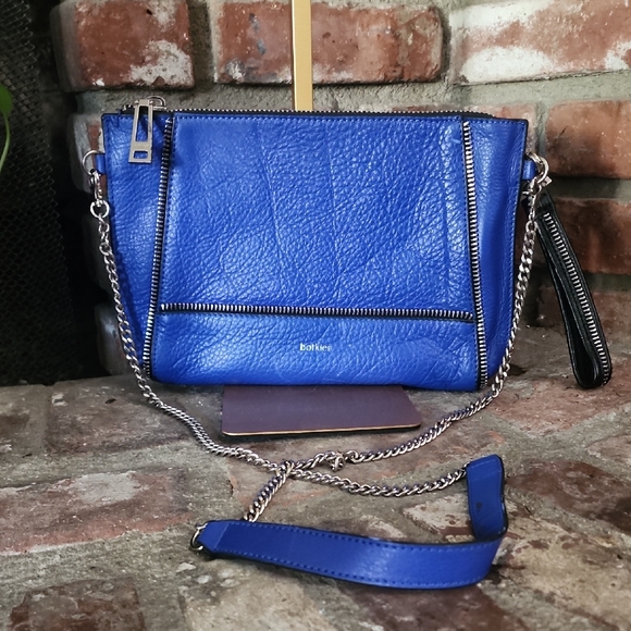 Botkier Handbags - Botkier Blue Leather Crossbody Bag Chain Strap Wristlet Clutch